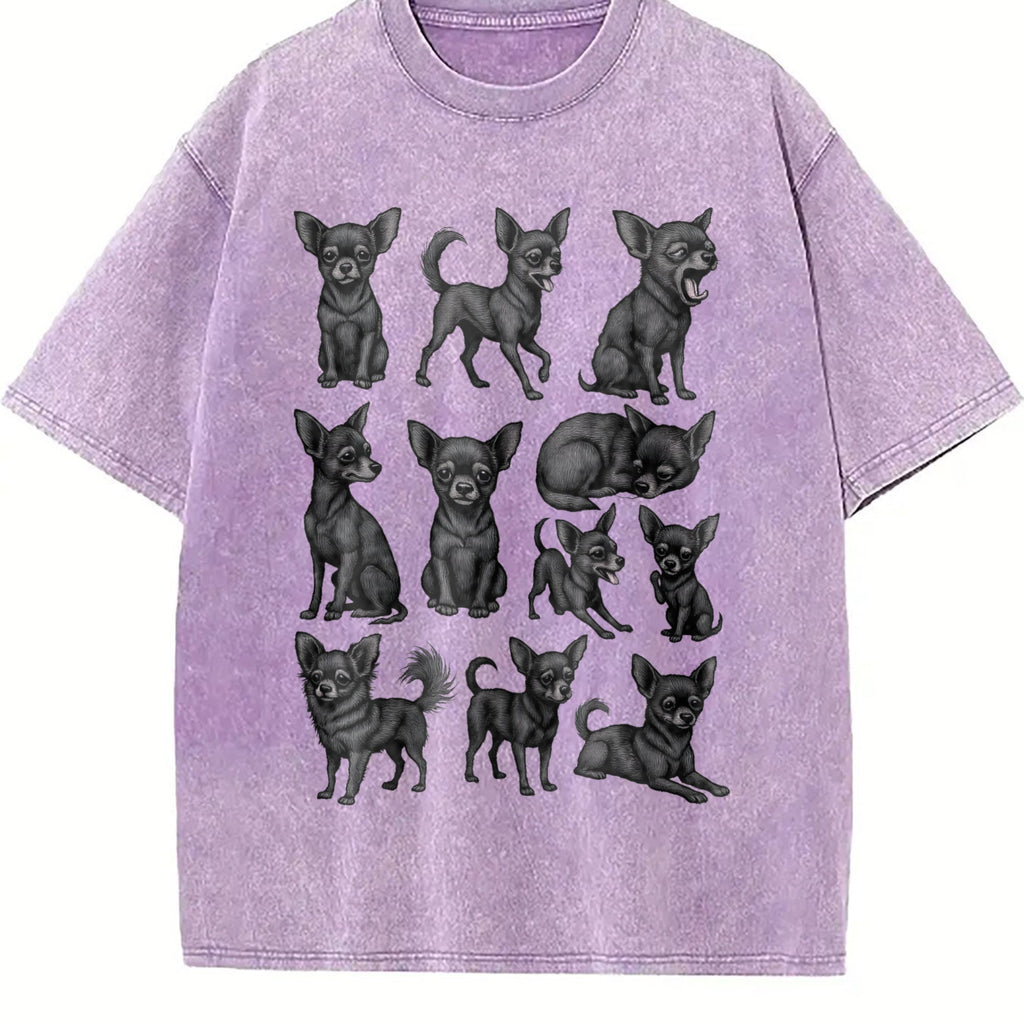 Black Chihuahua Chart Vintage Washed T-Shirt product image 6