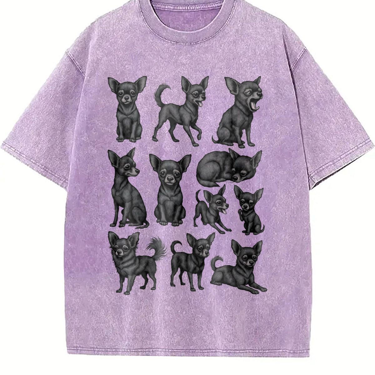 Black Chihuahua Chart Vintage Washed T-Shirt product image 6