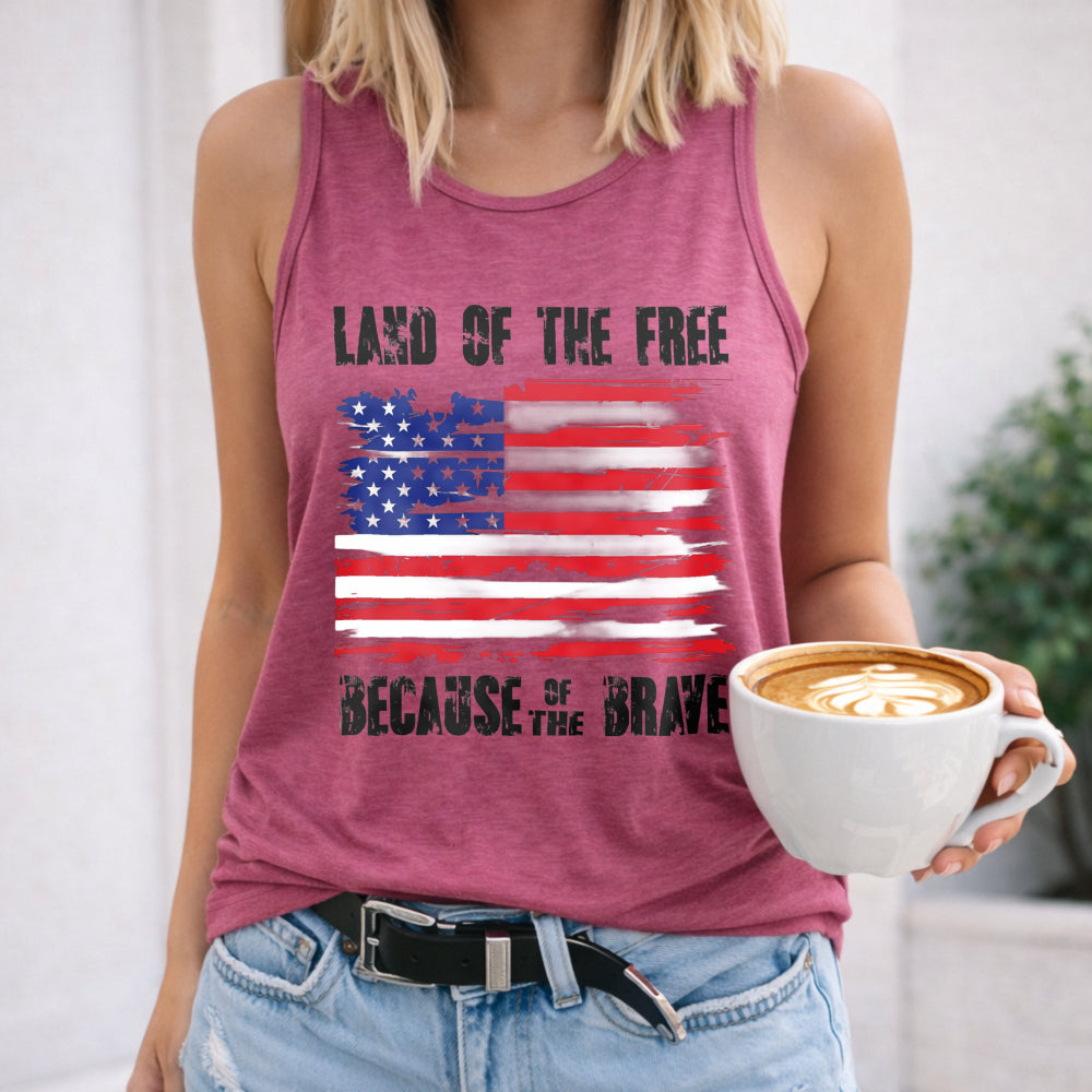 Land Of The Free Because Of The Brave American Flag Women's Tank Top