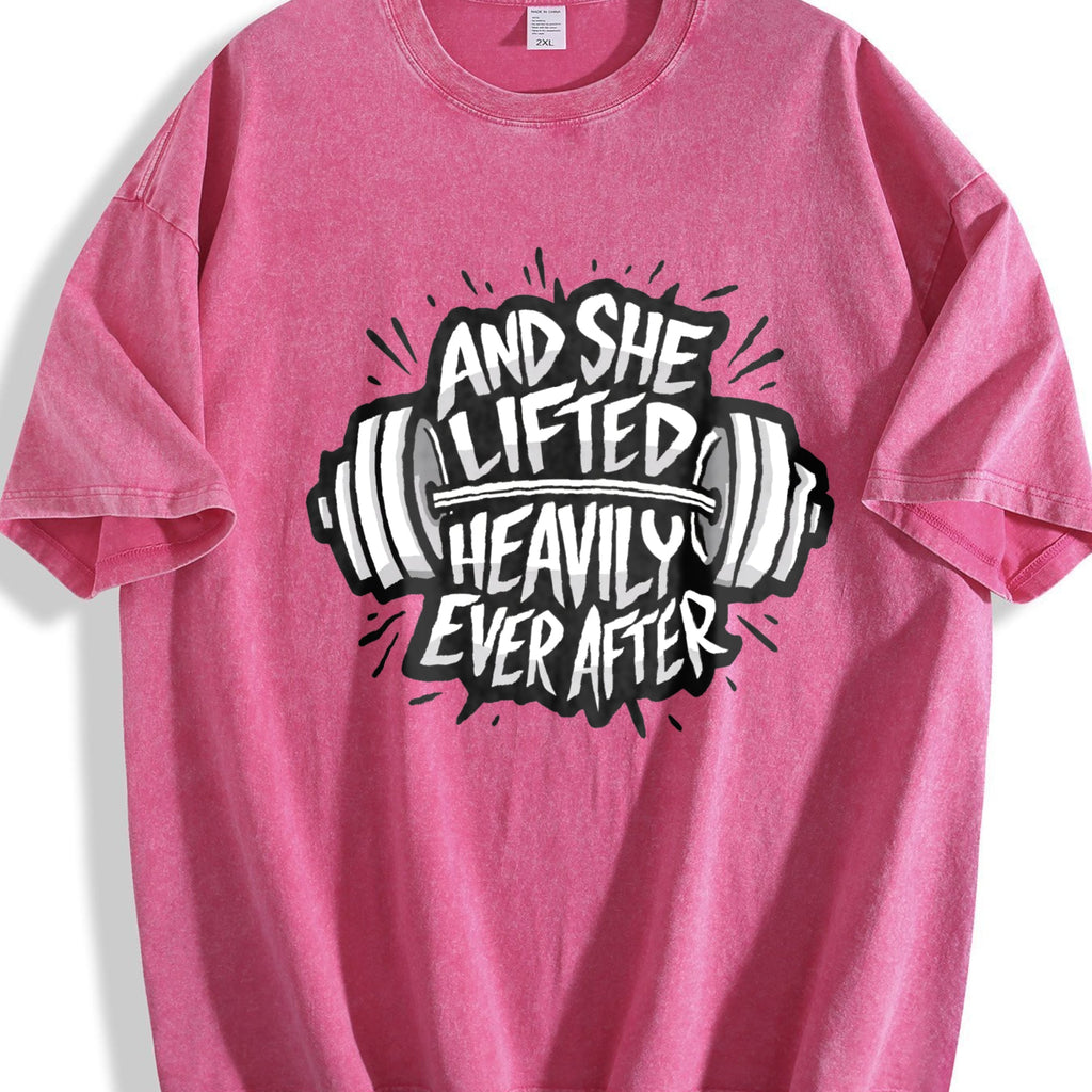 She Lifted Heavily Ever After Barbell Motivation Vintage product image 7