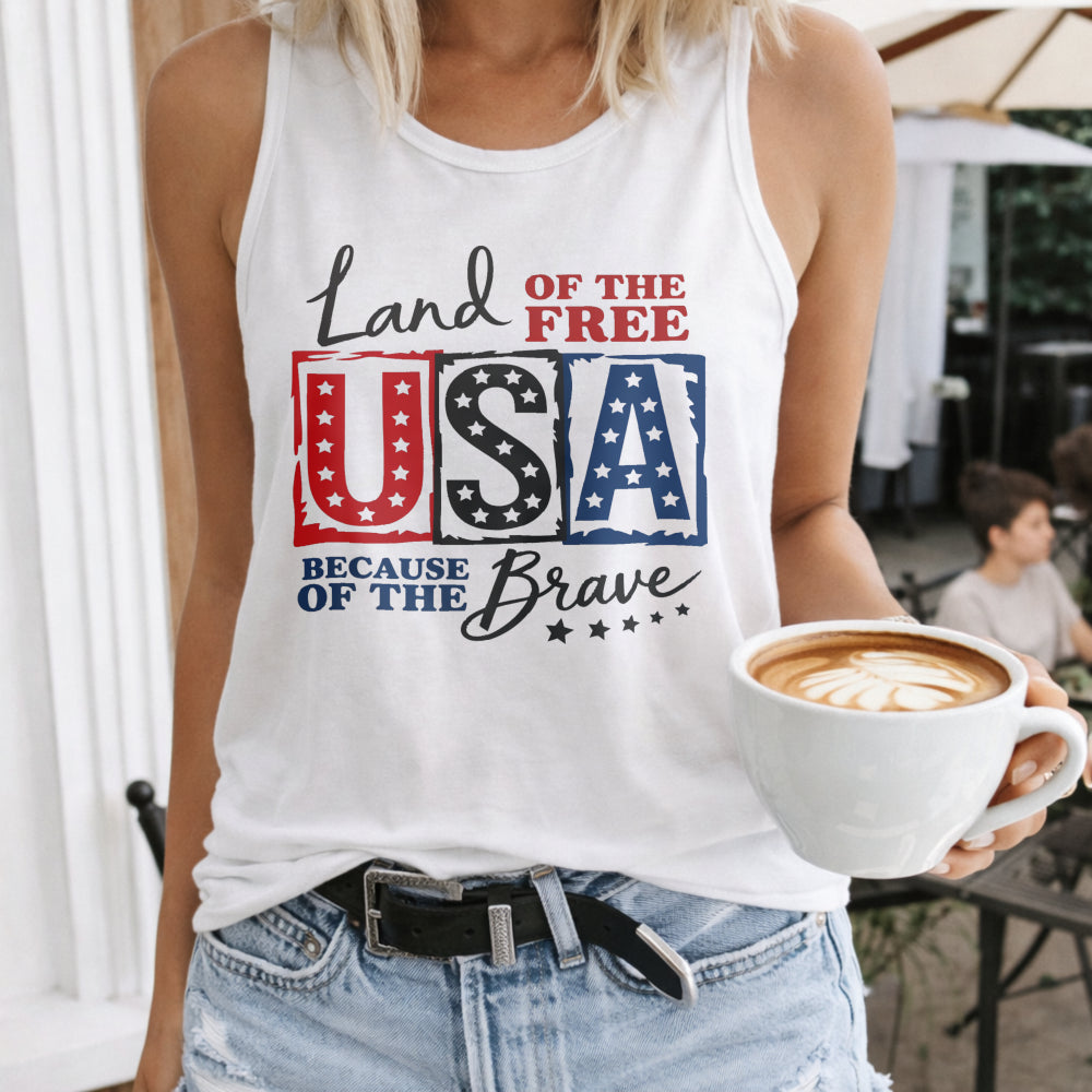 USA Land Of The Free Racerback Women's Tank Top
