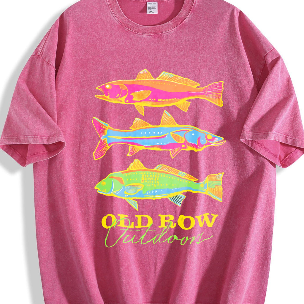 Summer Old Row Outdoor Fish Vintage Washed T-Shirt product image 7