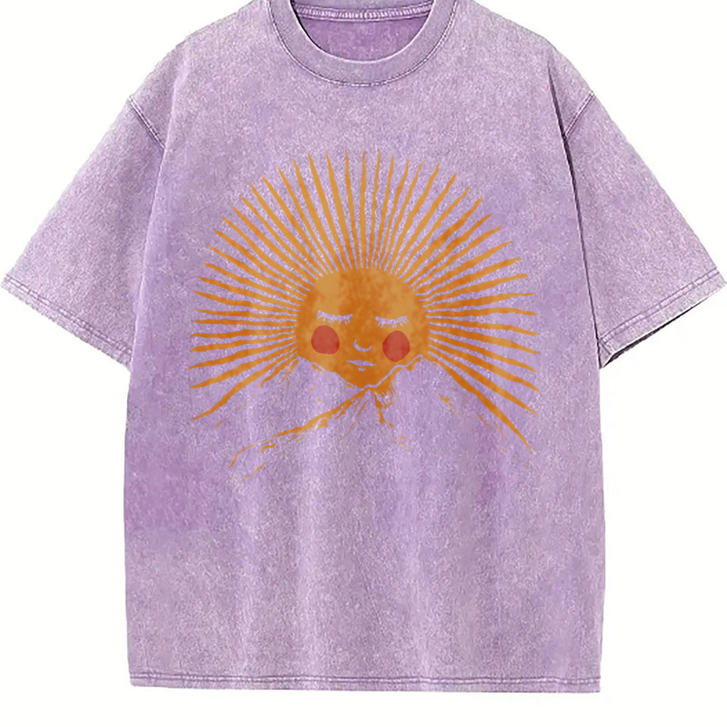 Golden Sun Mountain Face Vintage Washed T-Shirt product image 6