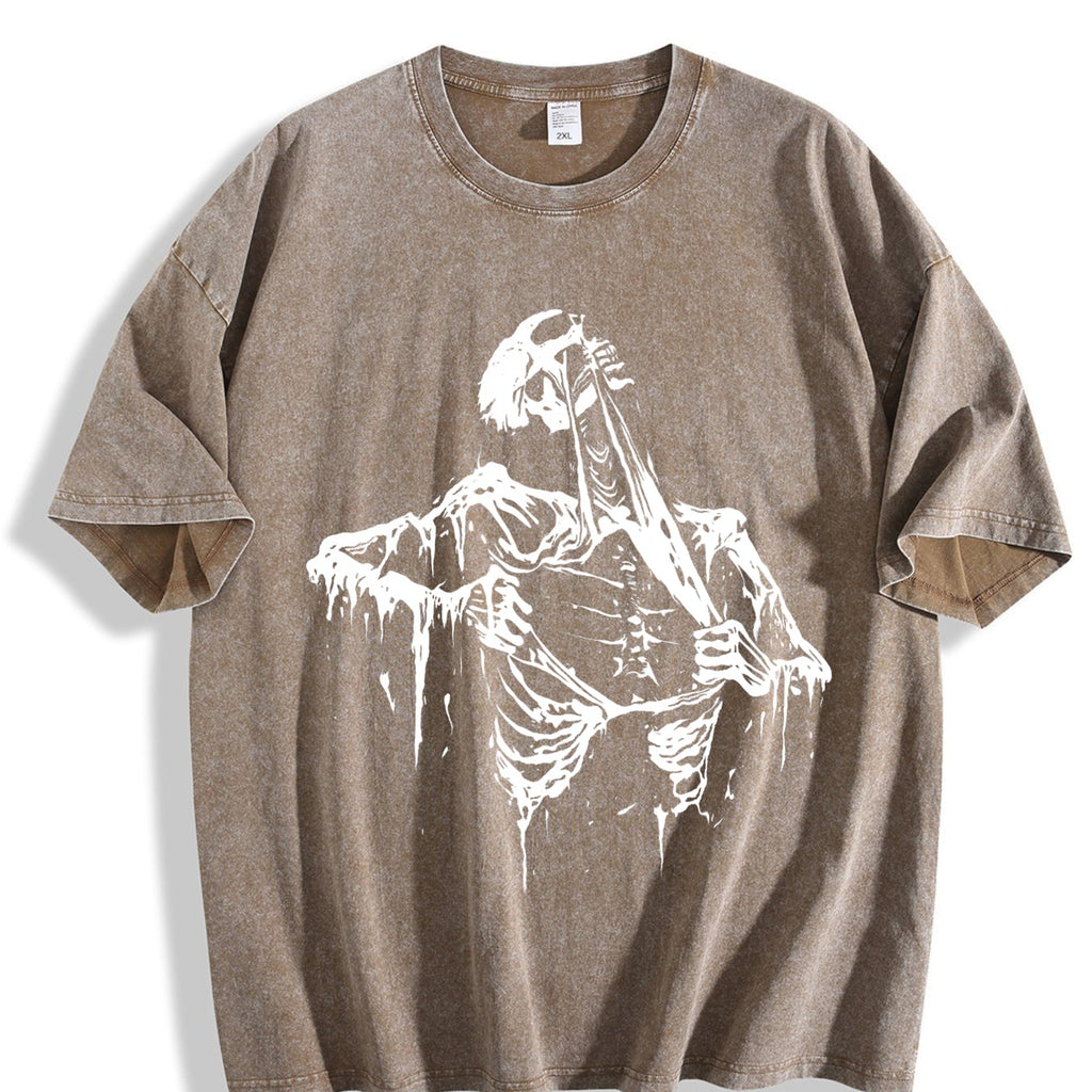 Skeleton Ripping Rip Cage 90s Vintage Washed T-Shirt product image 3