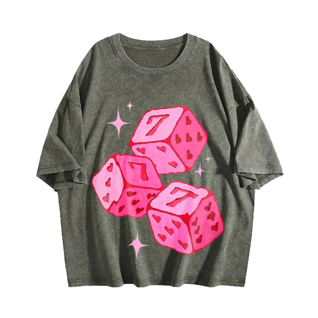 Pink Lucky 7 Dice Vintage Washed T-Shirt product image 4