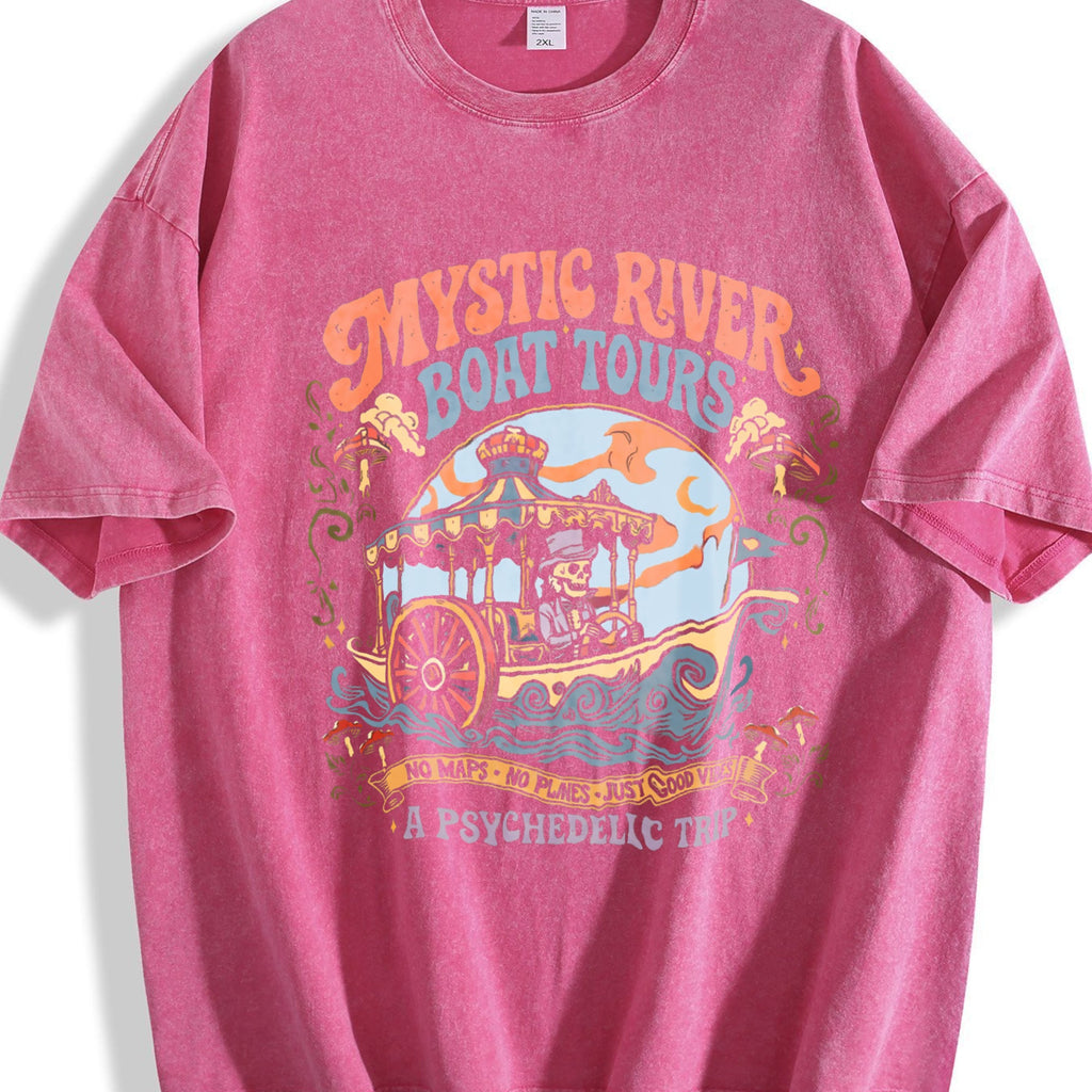 Mystic River Boat Tours Psychedelic Vintage Washed T-Shirt product image 7
