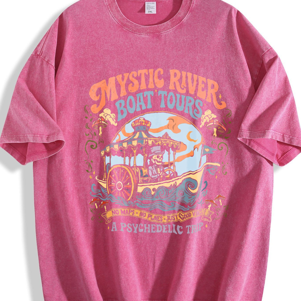 Mystic River Boat Tours Psychedelic Vintage Washed T-Shirt product image 7