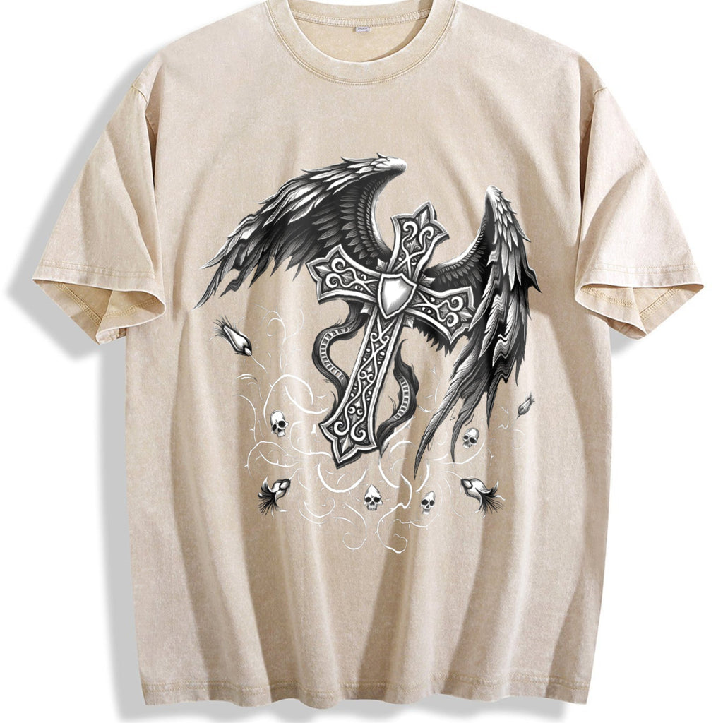 Gothic Cross Wings 100 Boxy Y2K Aesthetic Summer Vibes product image 1