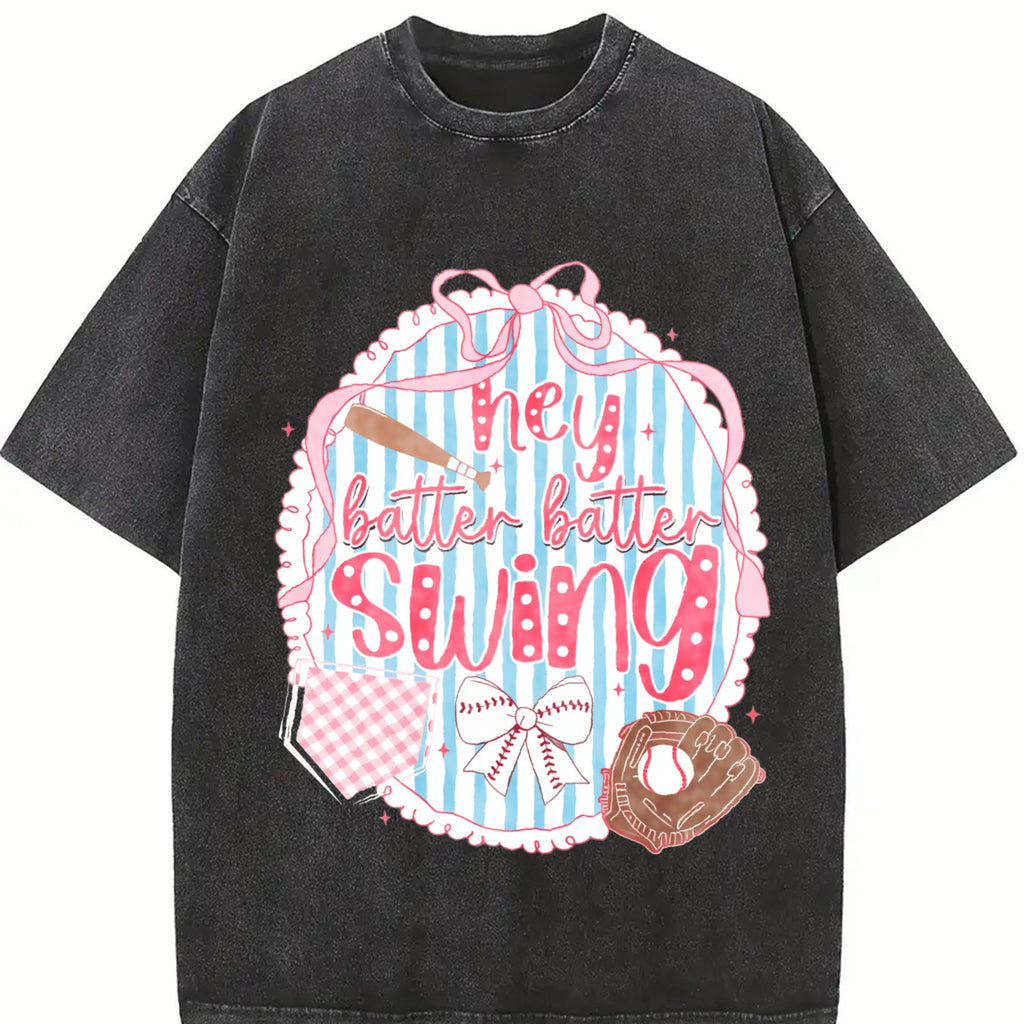 Preppy Baseball Bow Glitter Vintage Washed T-Shirt product image 2
