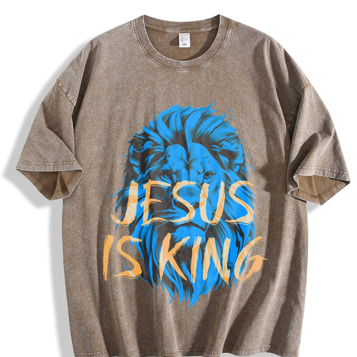 Jesus Is King Blue Lion Vintage Washed T-Shirt product image 3
