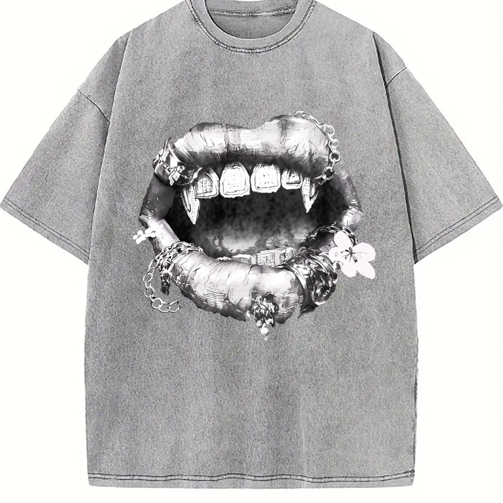 Grillz Lips Chain Vintage Washed T-Shirt product image 5