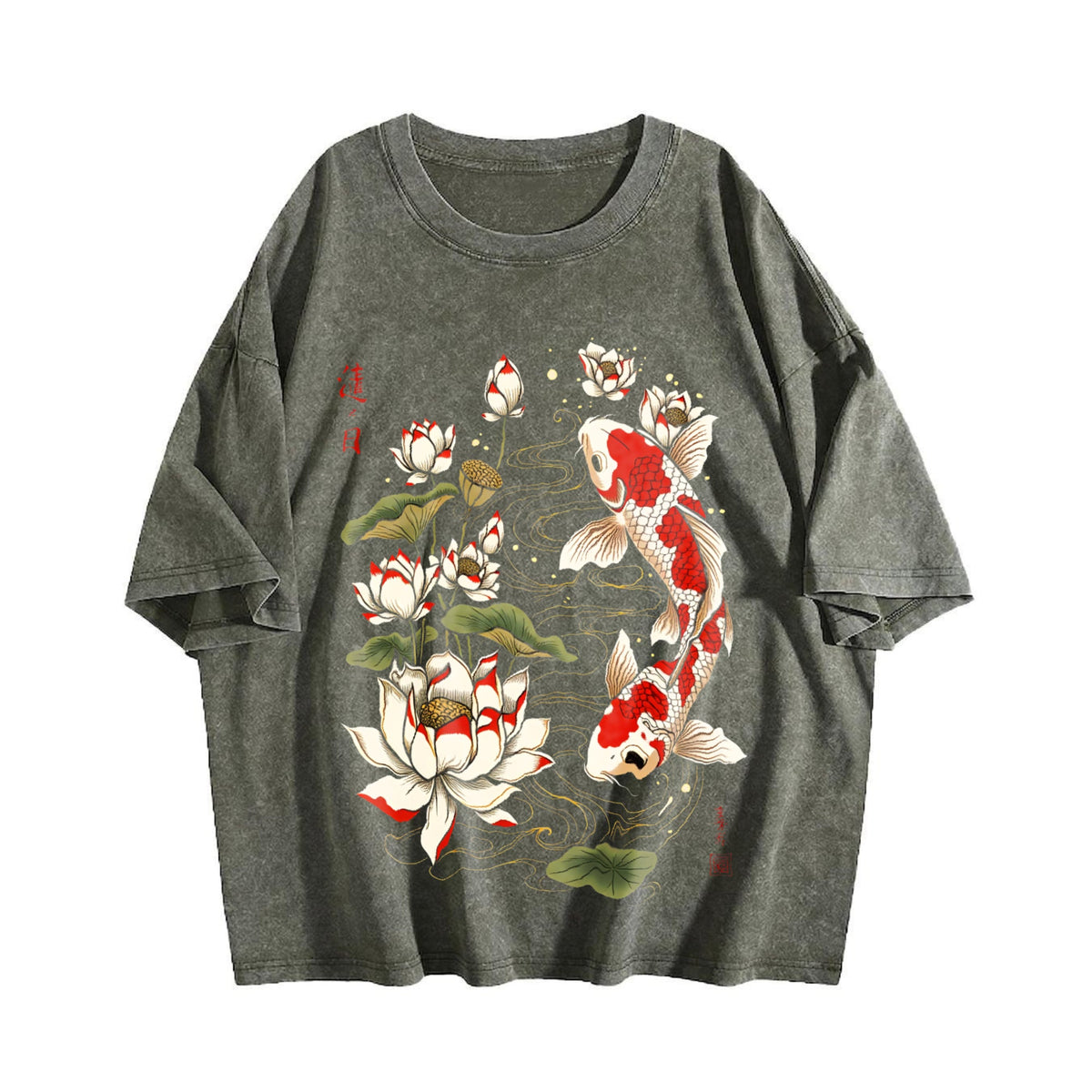 Koi Fish Lotus Floral 100 Y2K Boxy Aesthetic Summer Vintage product image 4