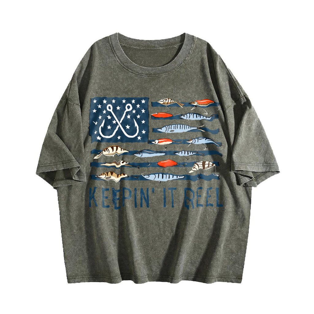 Fishing Enthusiast With Ink Nautical Flag Vintage Washed product image 4