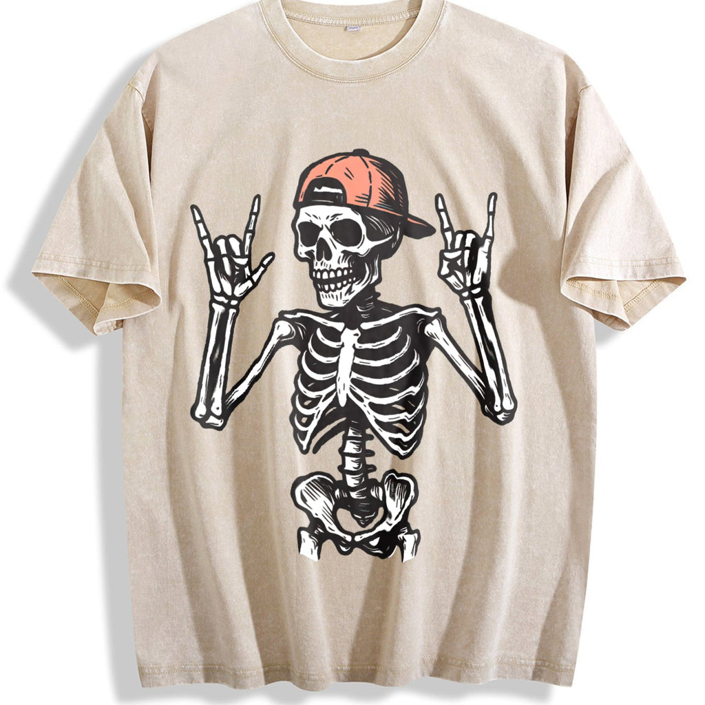 Rock And Roll Skeleton Vintage Washed T-Shirt product image 1