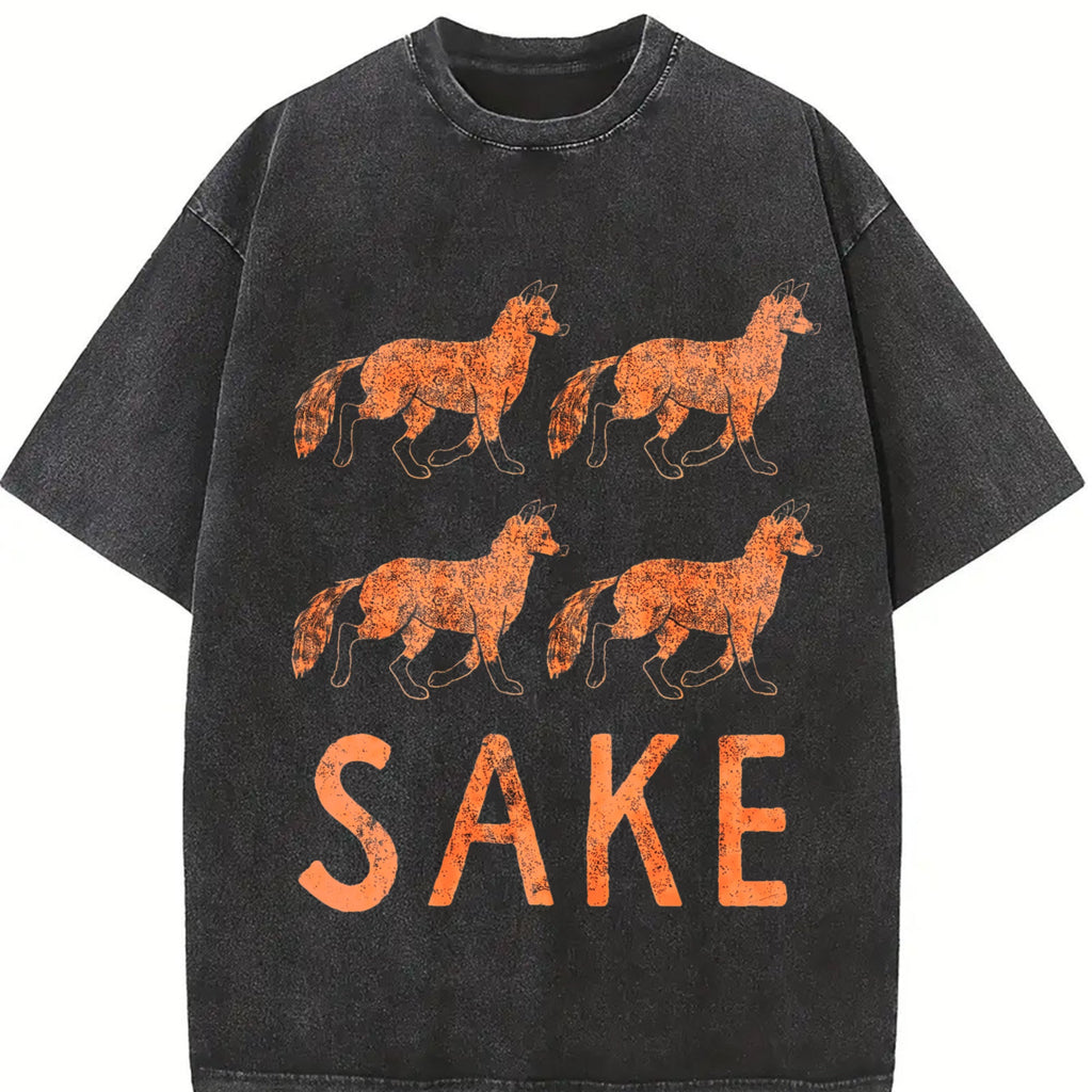Four Fox Sake Funny Sarcastic Play On Words Text Vintage product image 2
