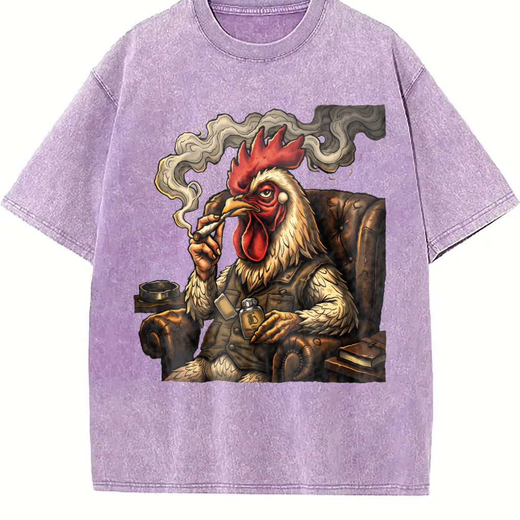 Rooster In Armchair 100 Y2K Boxy Aesthetic Vintage Washed product image 6