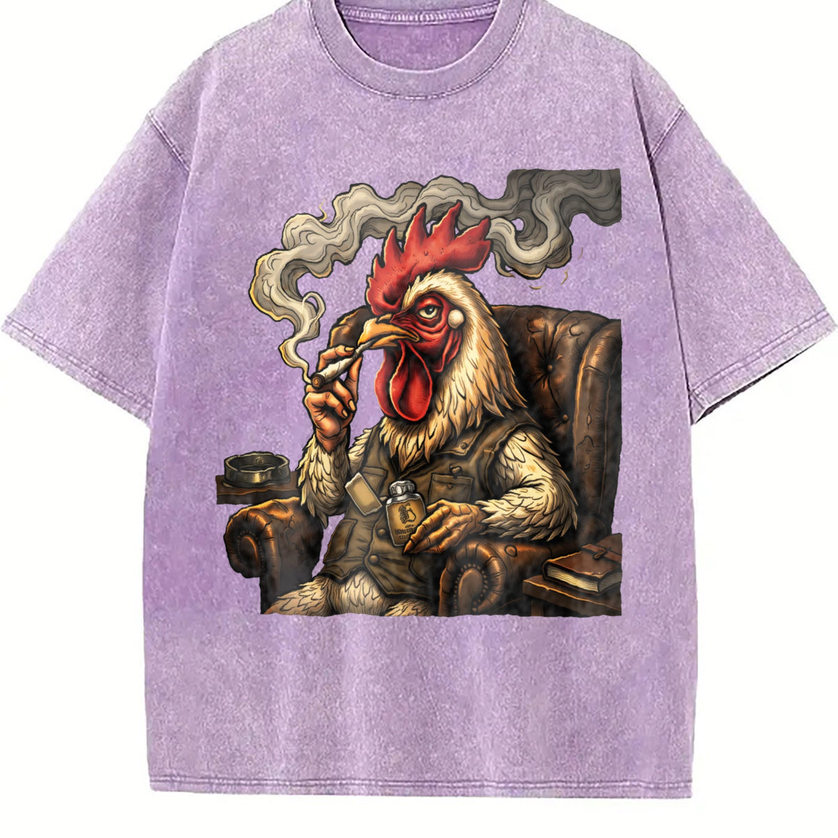 Rooster In Armchair 100 Y2K Boxy Aesthetic Vintage Washed product image 6
