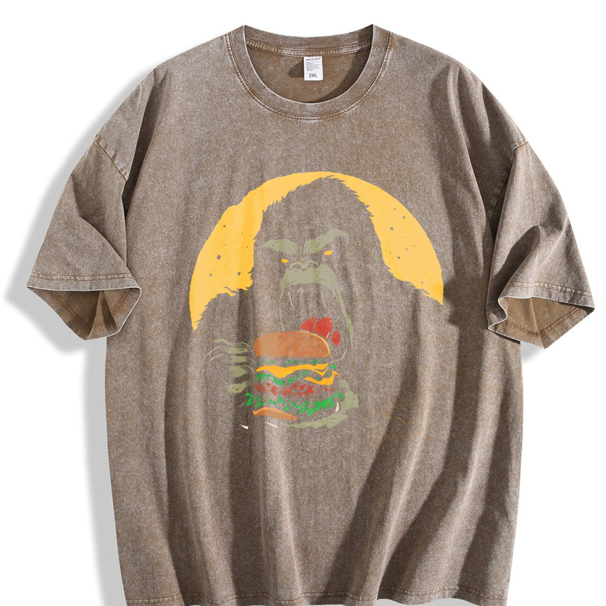 Gorilla Eating Hamburger 90s Vintage Washed T-Shirt product image 3