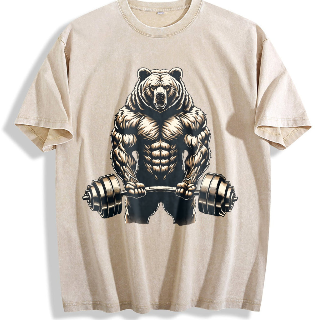 Bear Powerlifting Weightlifting Gym Workout Vintage Washed product image 1