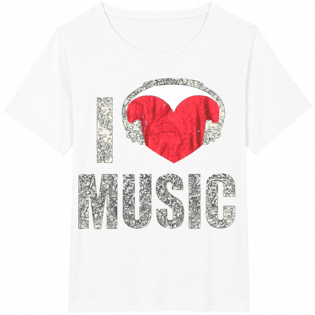 I Love Music Headphone - Heart Headphones Cotton T-Shirt product image 2