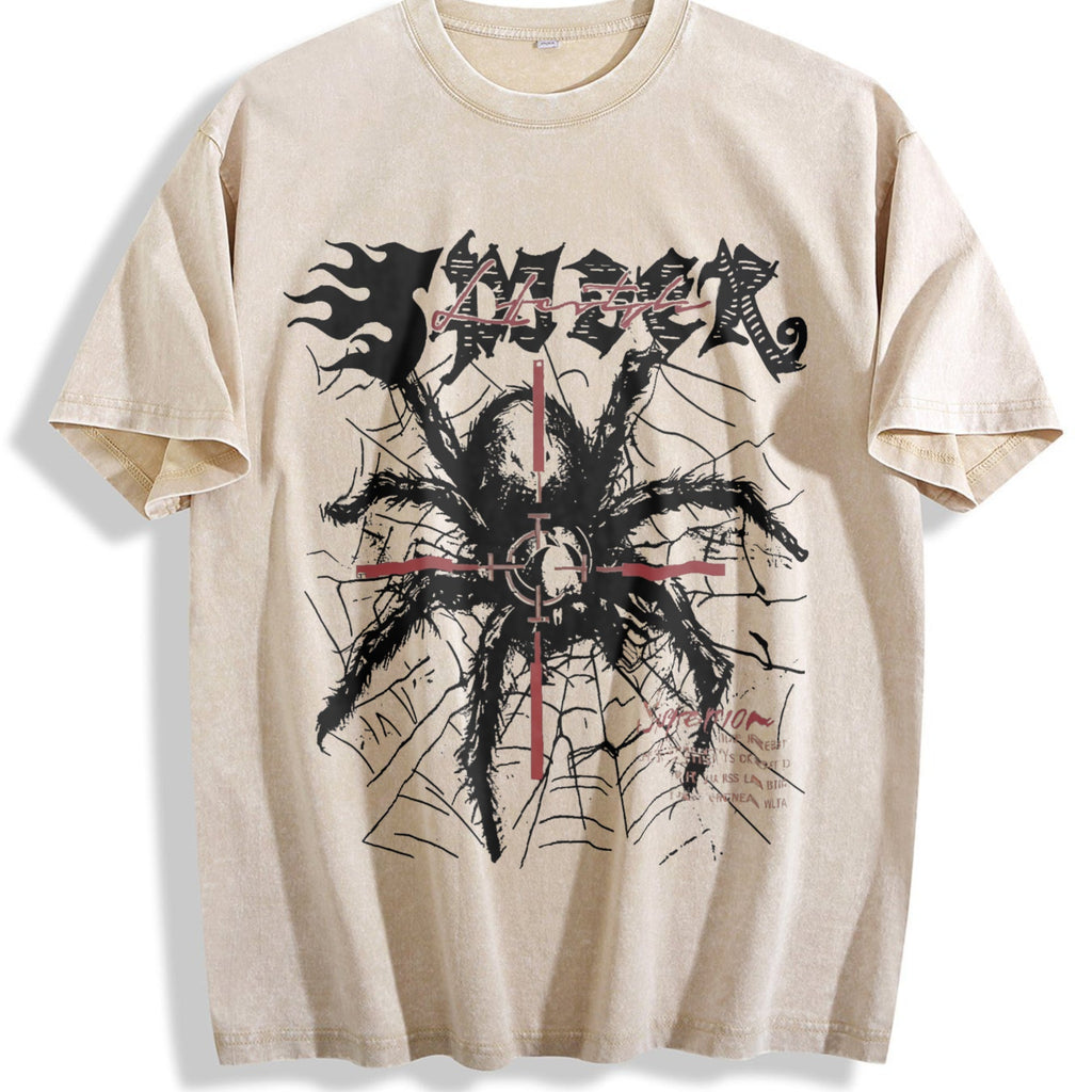 2 Piece Gothic Spider Cross & Shorts Set Vintage Washed product image 1