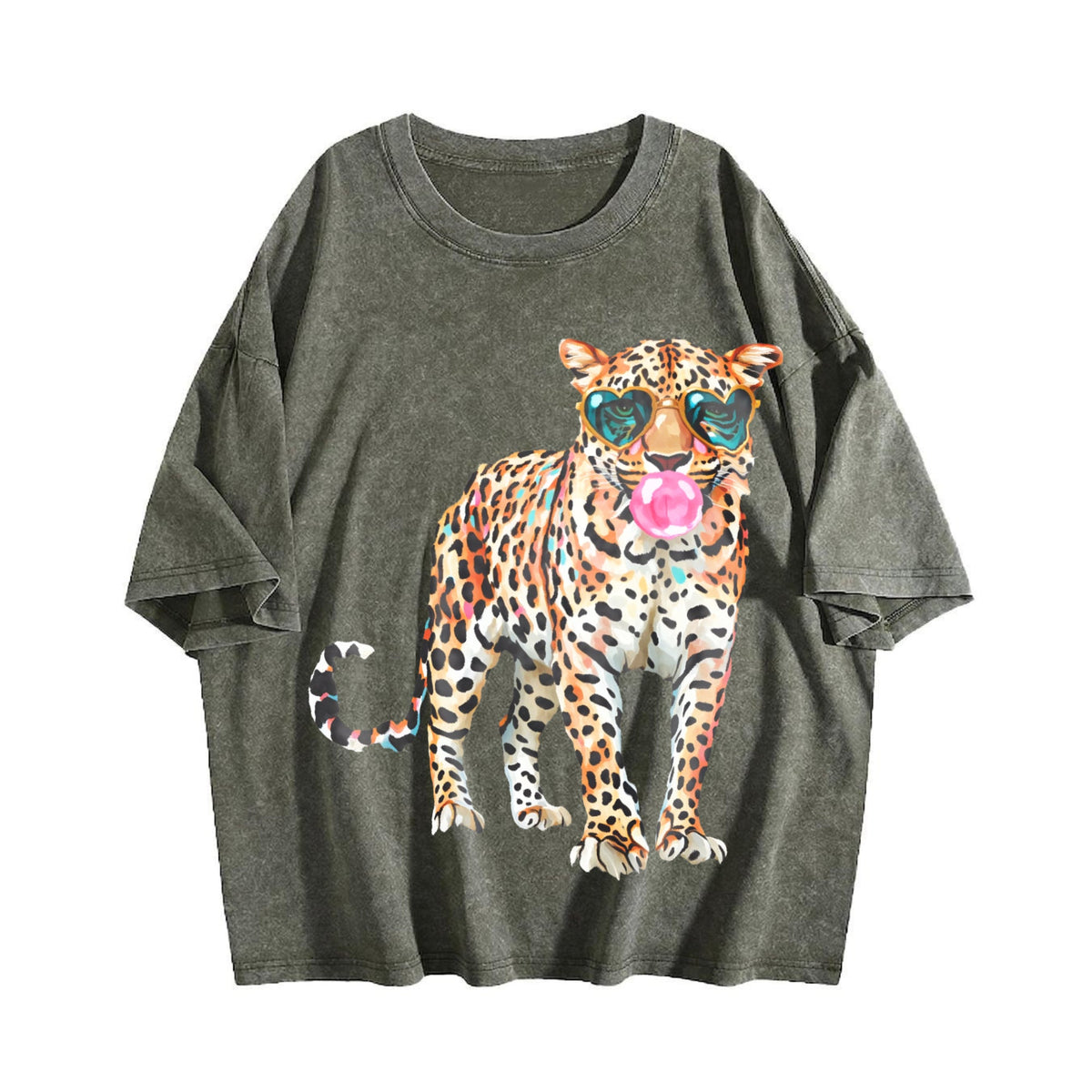 Leopard with Sunglasses and Bubblegum Vintage Washed T-Shirt product image 4
