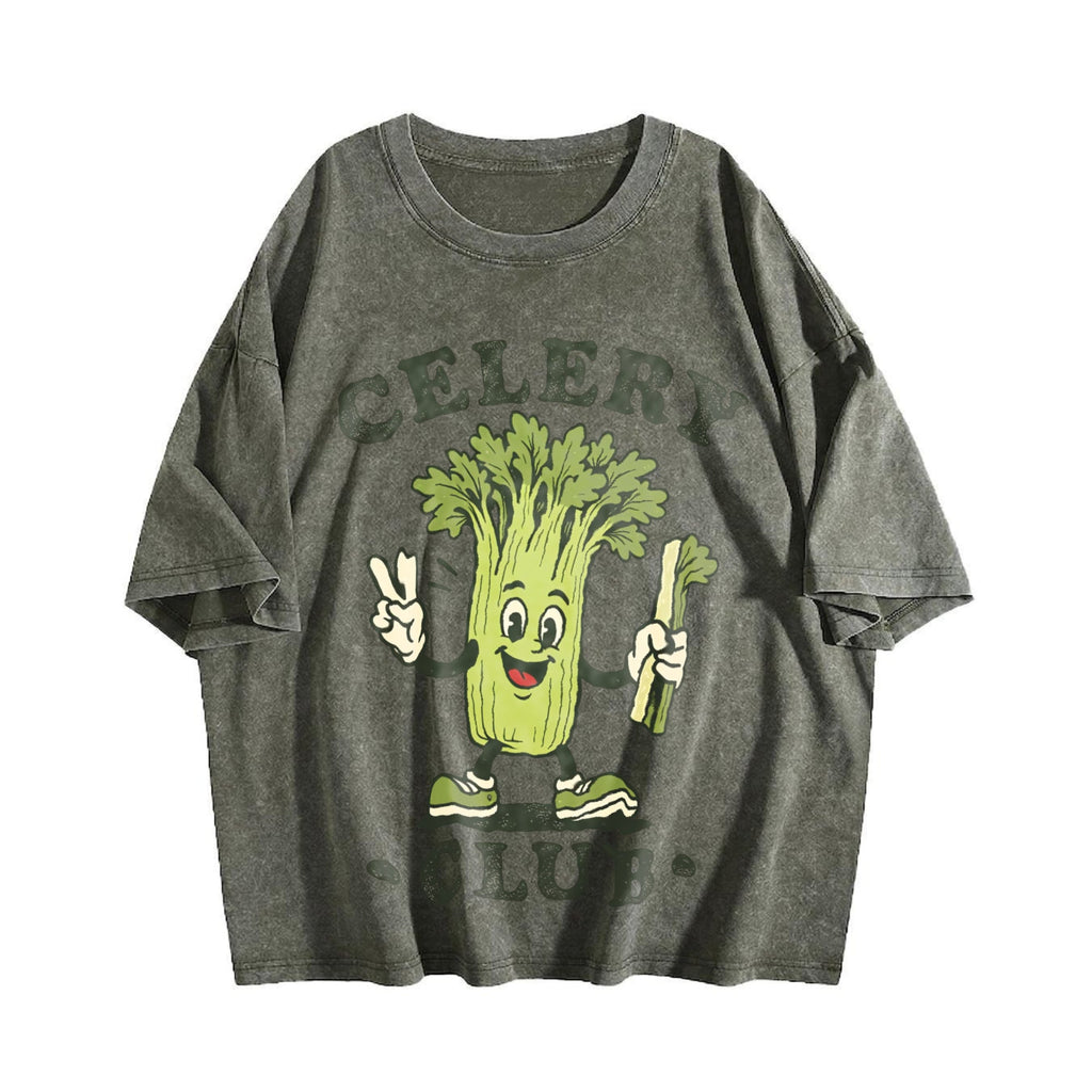 Celery Club Funny Veggie Lover Cartoon Vintage Washed product image 4