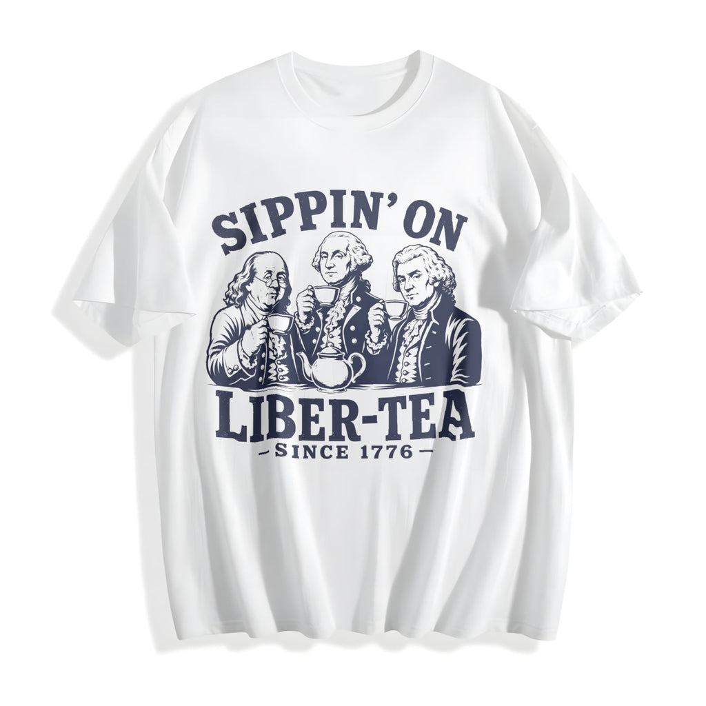 George Washington Sippin On Liber-tea Cotton T-Shirt product image 2