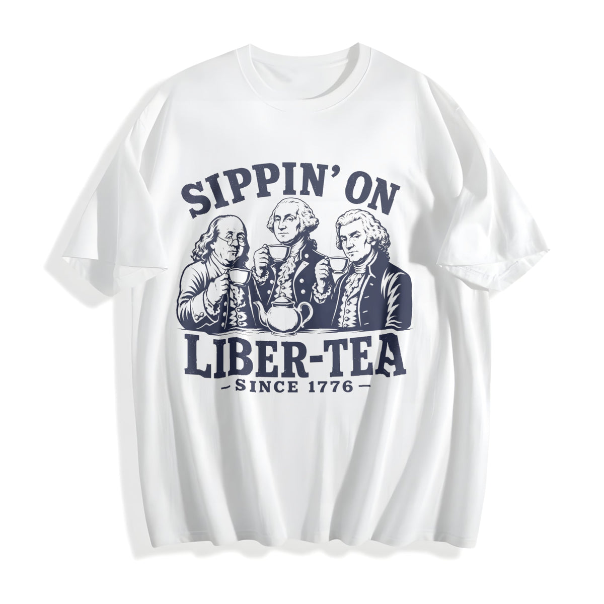 George Washington Sippin On Liber-tea Cotton T-Shirt product image 2