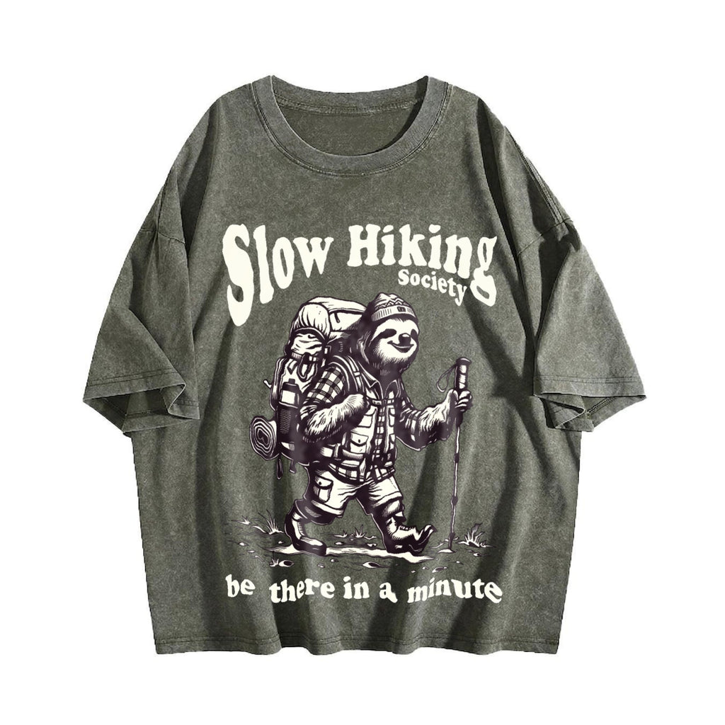 Slow Hiking Society Sloth Hiker Vintage Washed T-Shirt product image 4