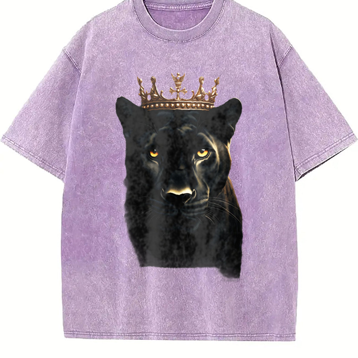 Black Wild Leopard With Crown 90s Vintage Washed T-Shirt product image 6