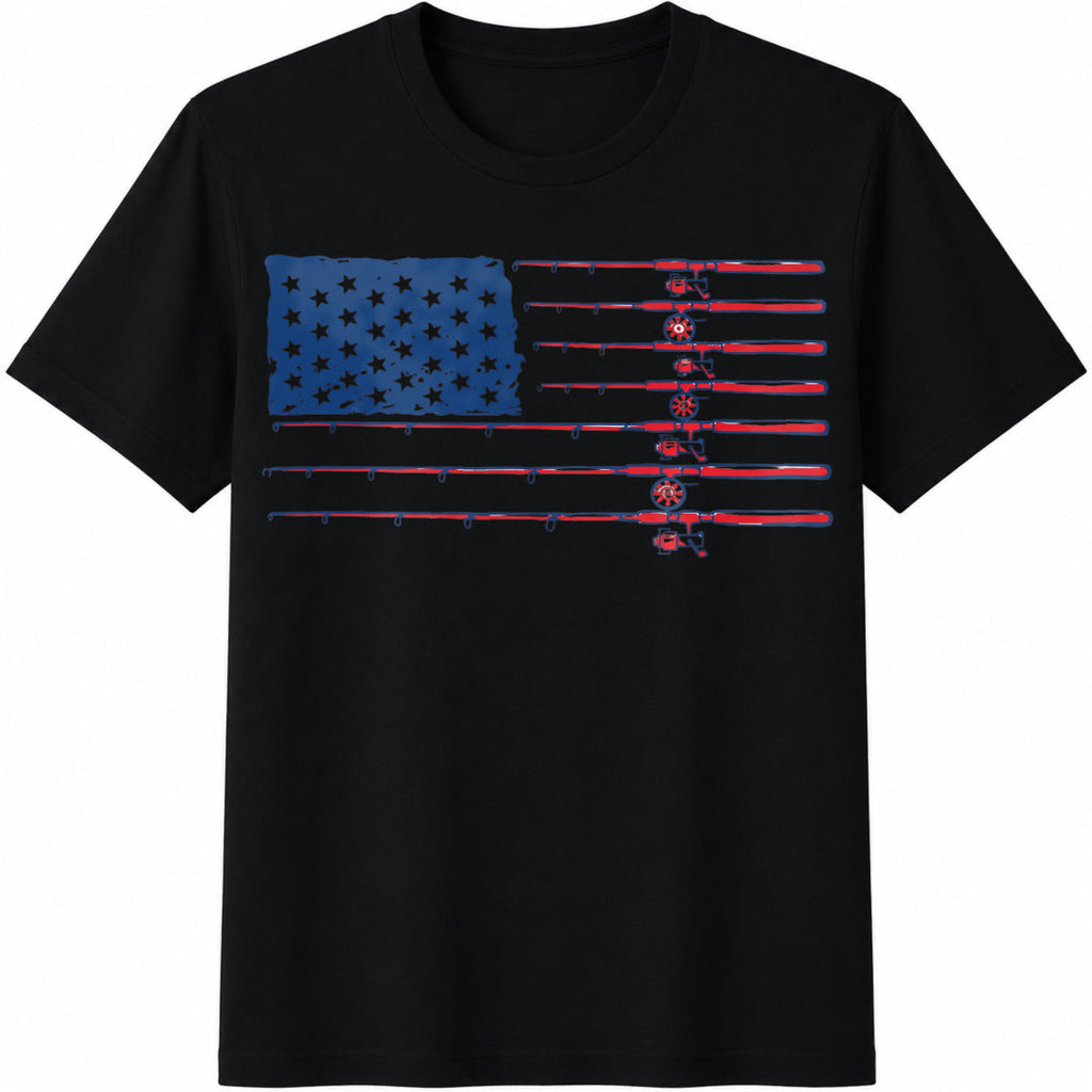 American Flag Fishing Rods Cotton T-Shirt product image 1