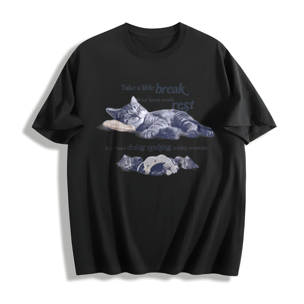 Y2K Relaxing Cat Cotton T-Shirt product image 1