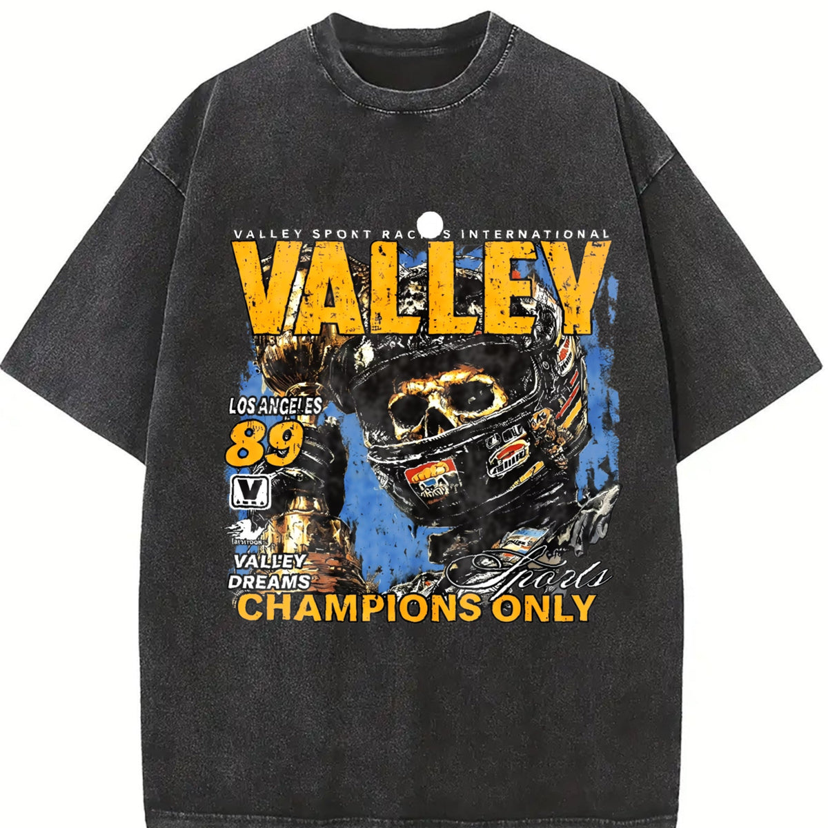 Valley Champions Only Racing Skull Vintage Washed T-Shirt product image 2