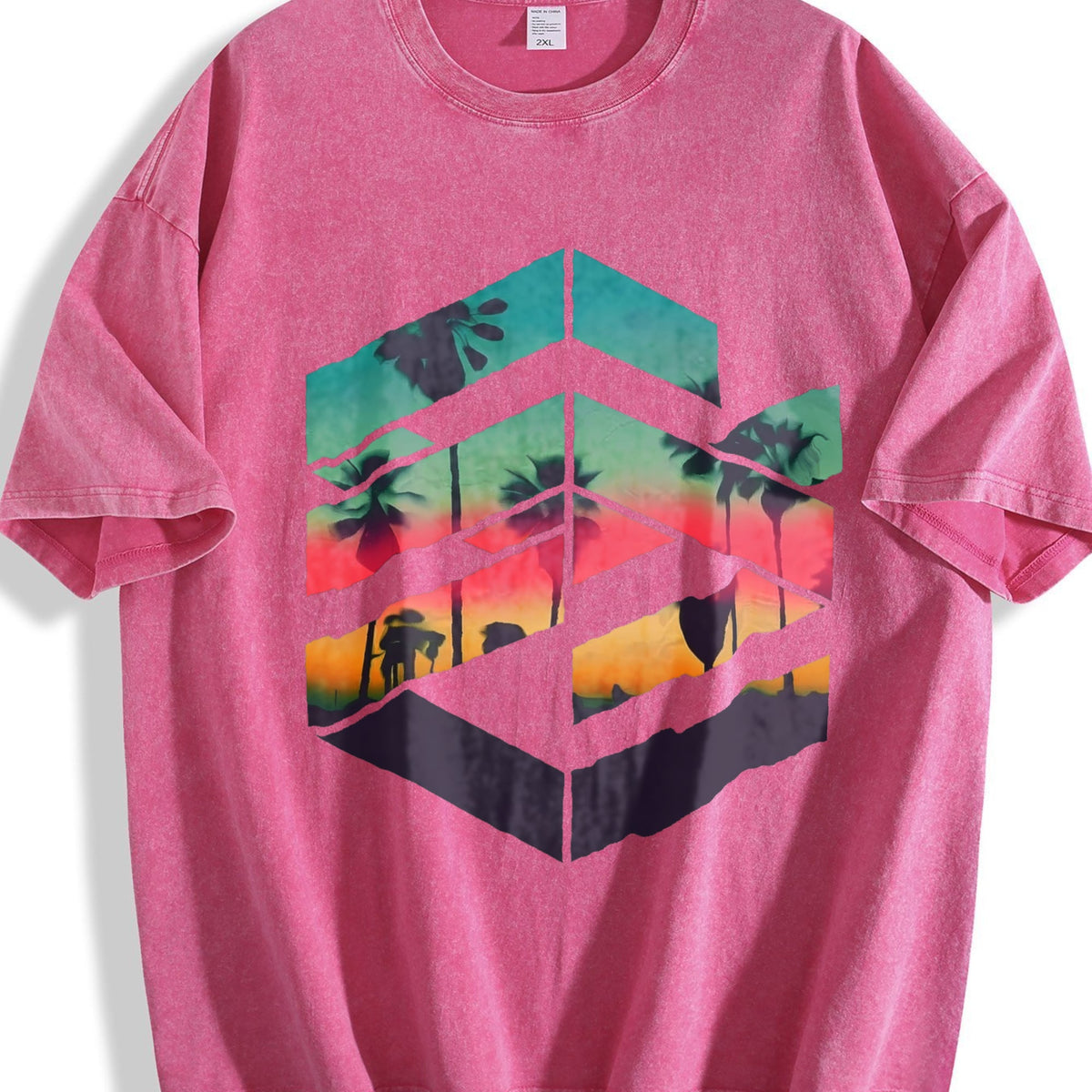 Tropical Sunset Palm Tree Vintage Washed T-Shirt product image 7