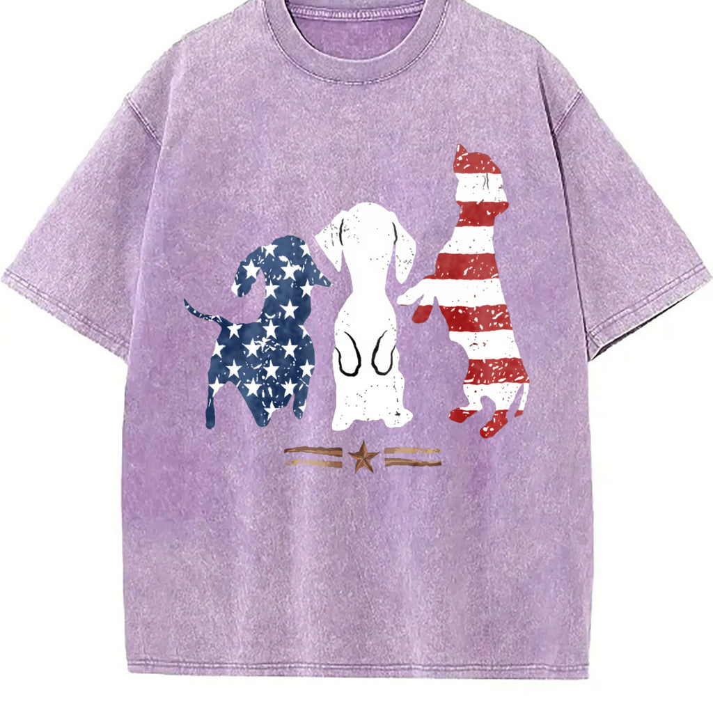 Patriotic Dog Silhouette Boxy Y2K Aesthetic Summer Vintage product image 6