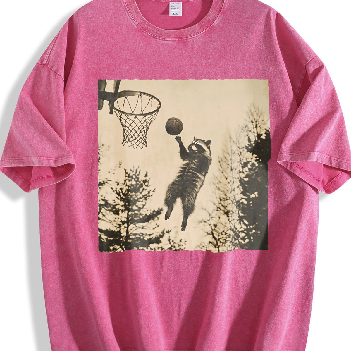 Basketball Raccoon Dunk Vintage Washed T-Shirt product image 7