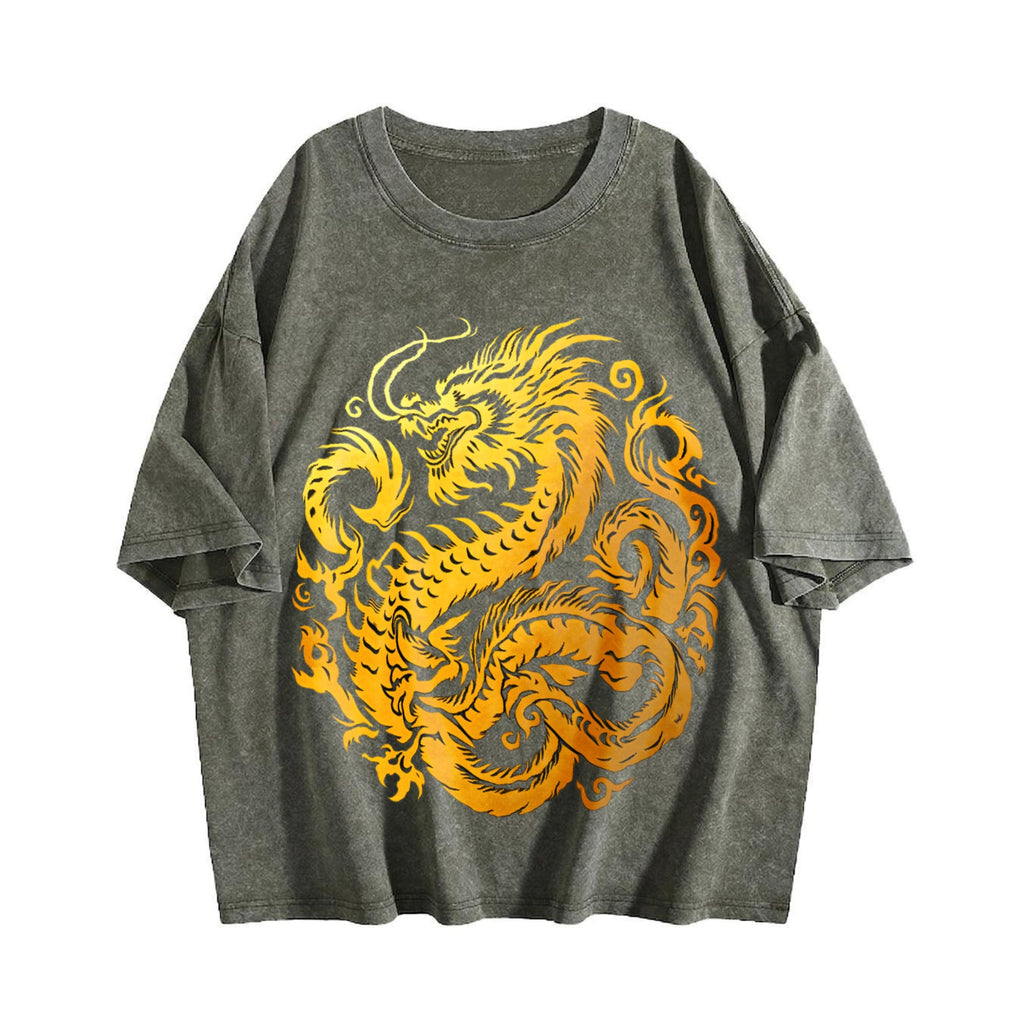 Gold Chinese Dragon 90s Vintage Washed T-Shirt product image 4