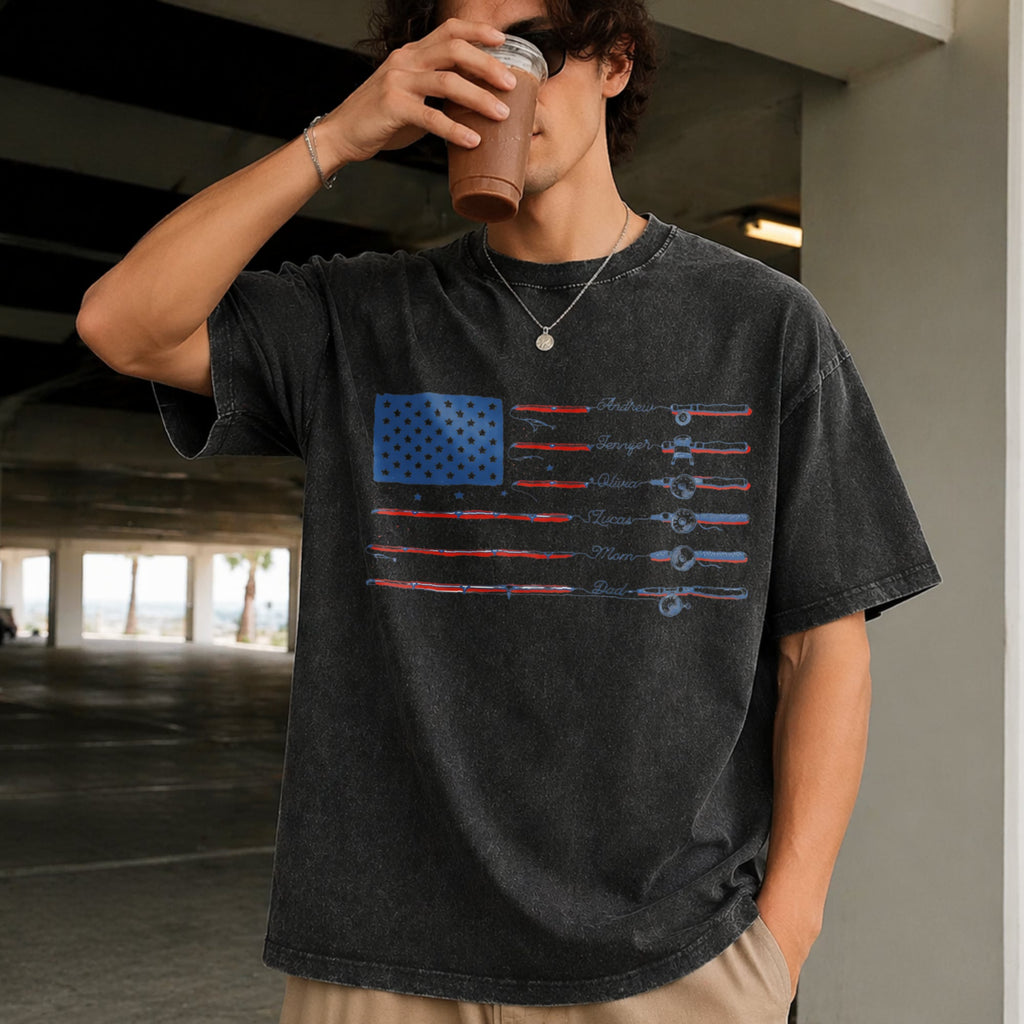 Name American Flag Vintage Washed T-Shirt product image 2