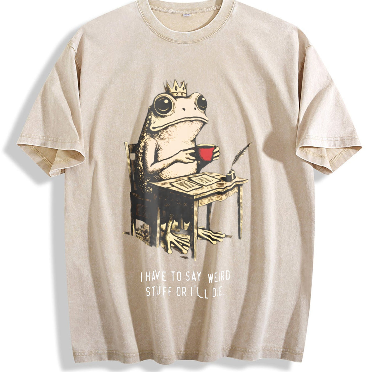 Frog Prince Says Weird Stuff Vintage Washed T-Shirt product image 1