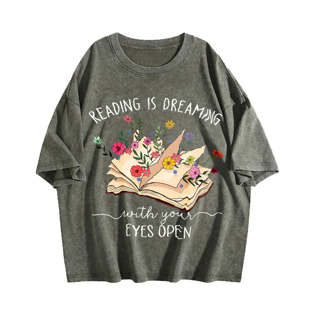 Pure With Reading Is A Dream Quote & Floral Book Vintage product image 4
