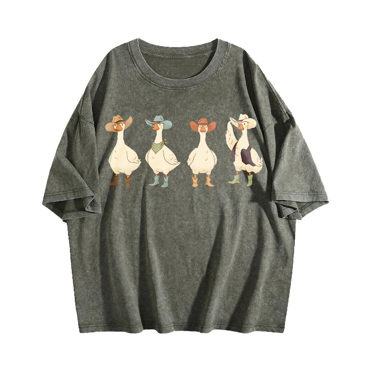 Western Cowboy Goose Lineup Vintage Washed T-Shirt product image 4