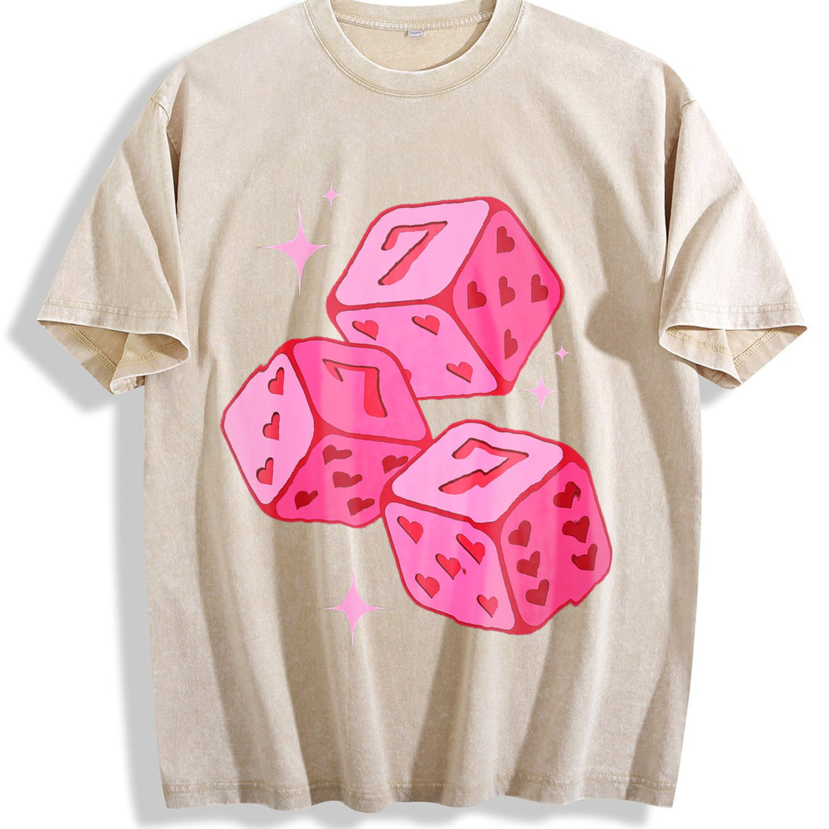 Pink Lucky 7 Dice Vintage Washed T-Shirt product image 1