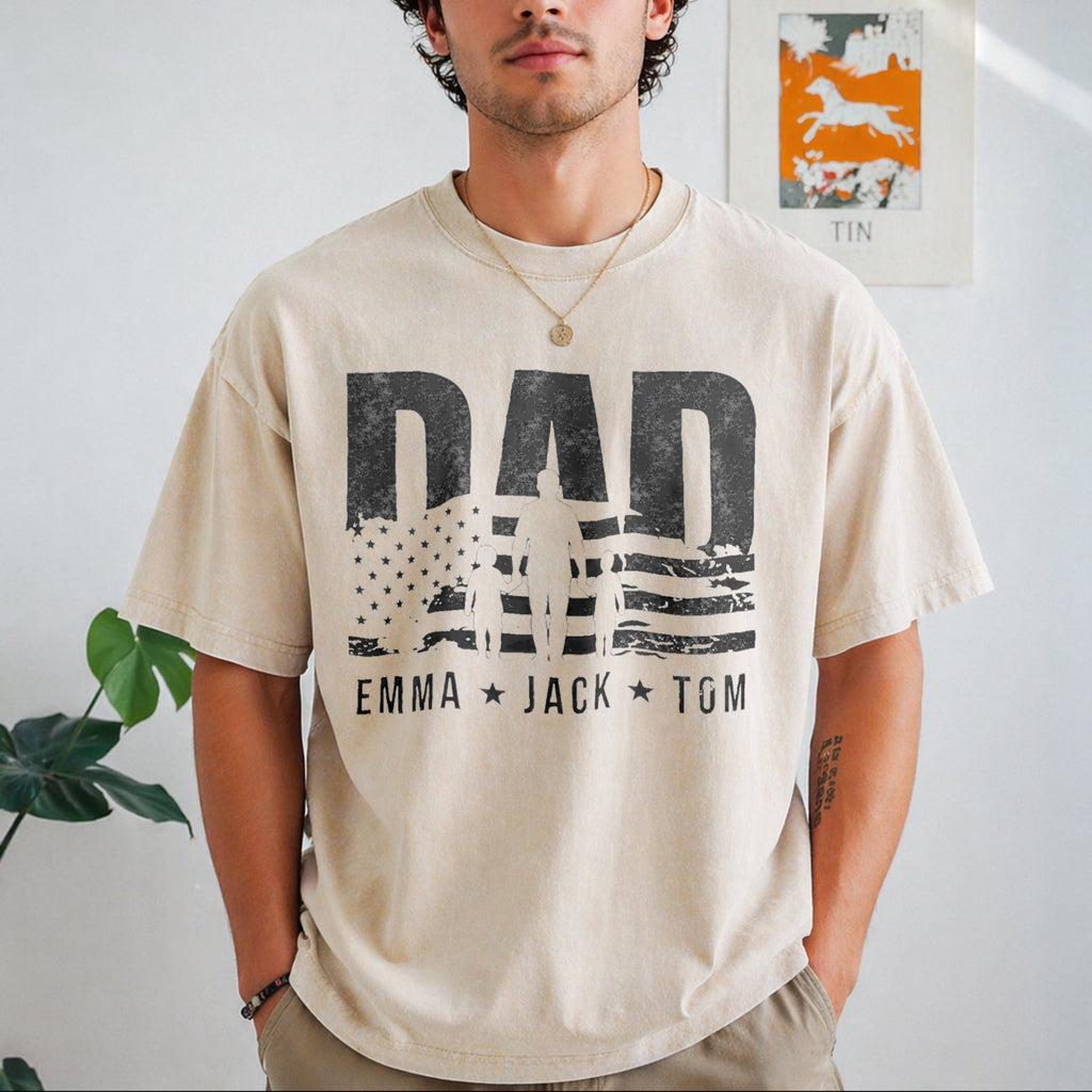 Dad With Names Vintage Washed T-Shirt product image 1