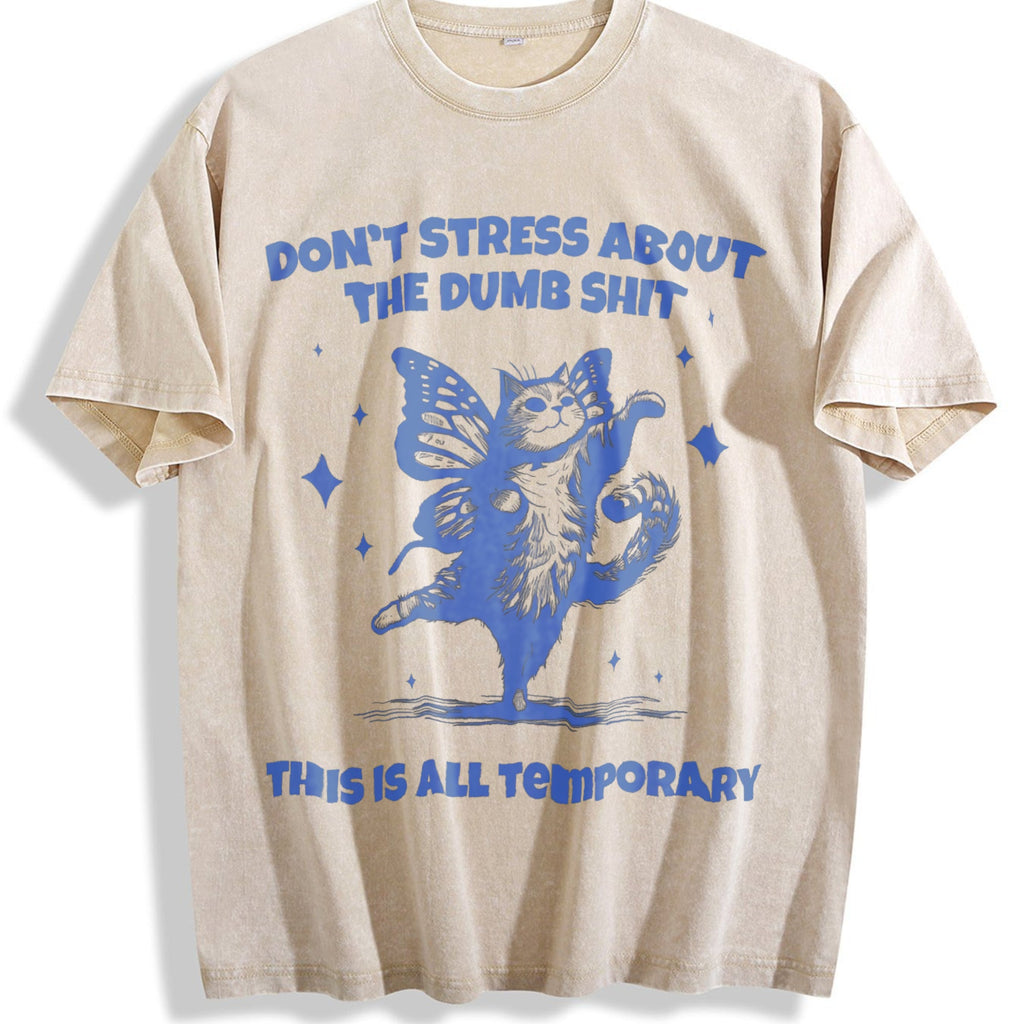 Cat With Butterfly Wings Funny 90s Vintage Washed T-Shirt product image 1