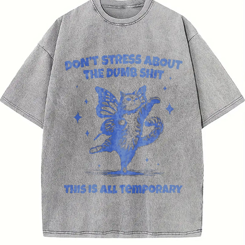 Cat With Butterfly Wings Funny 90s Vintage Washed T-Shirt product image 5