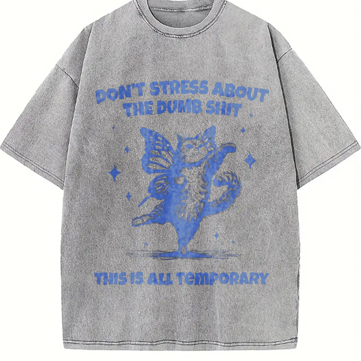Cat With Butterfly Wings Funny 90s Vintage Washed T-Shirt product image 5