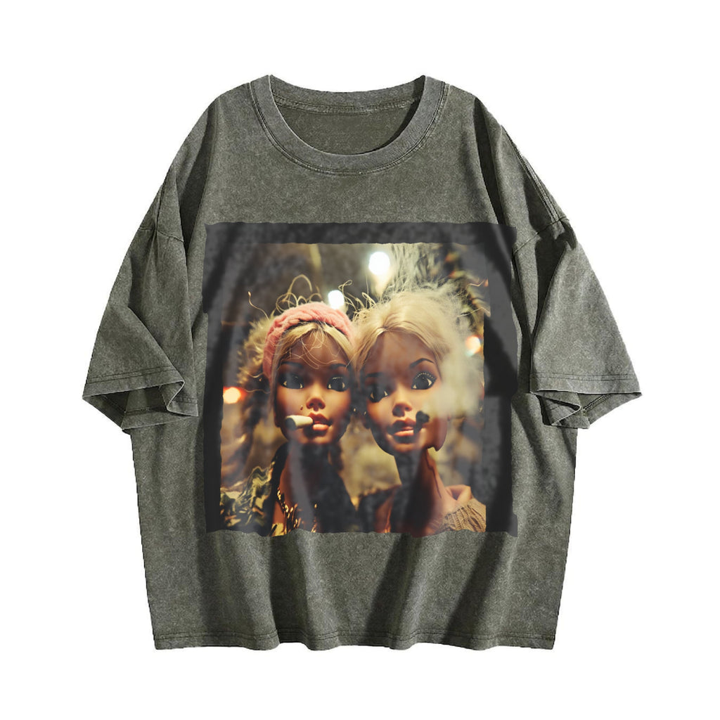 Funny Messy Doll Duo Vintage Washed T-Shirt product image 4