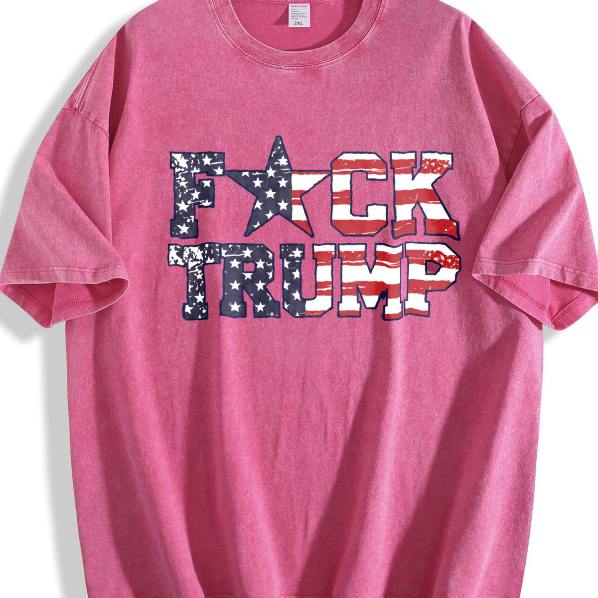 Fuck Trump USA Flag Vintage Washed T-Shirt product image 7