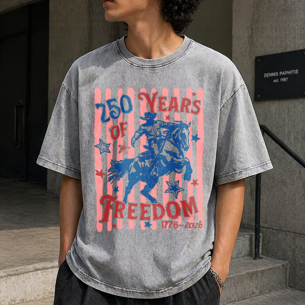 250 Years Of Freedom Bucking Horse Vintage Washed T-Shirt product image 5
